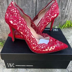 INC International Concepts Red Lace High Heels